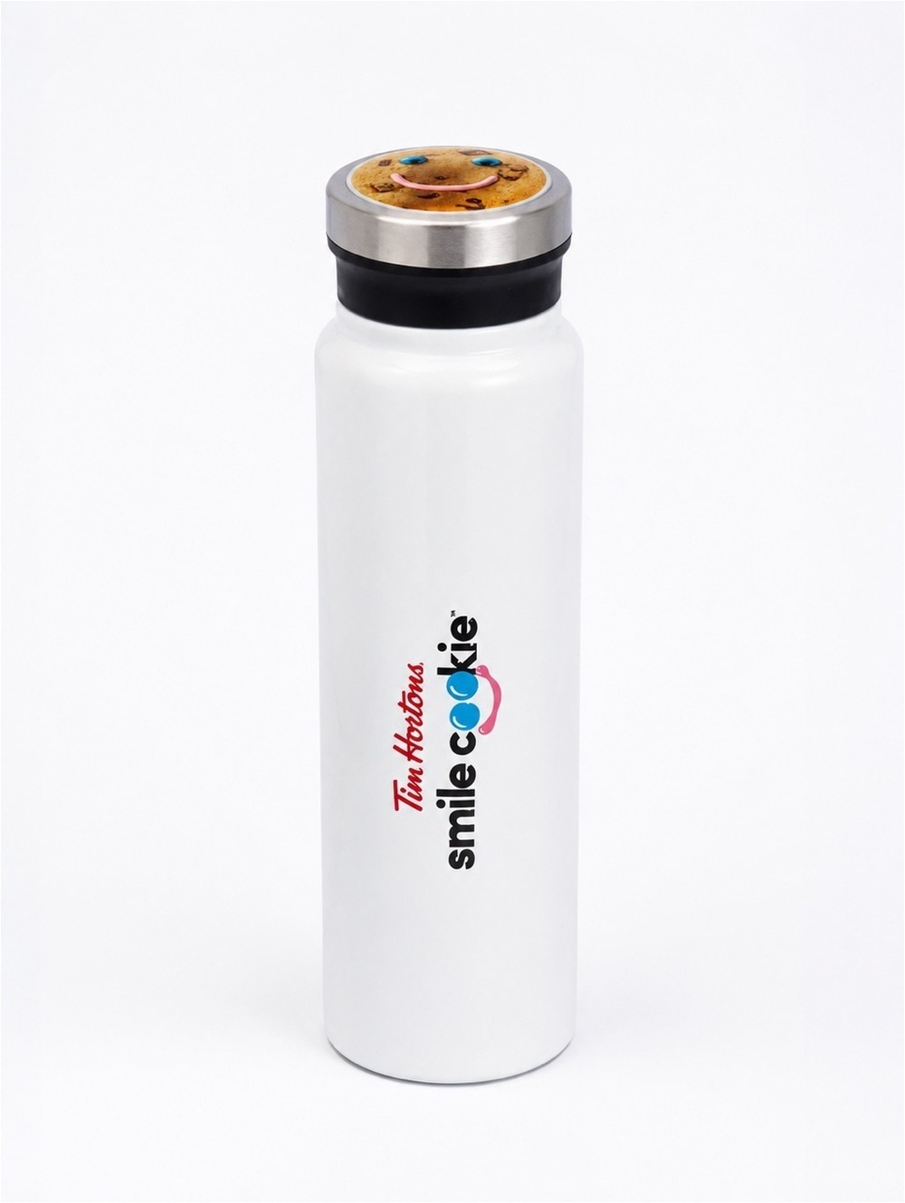 Tim Hortons Smile Cookie Stainless Steel Insulated Water Bottle White